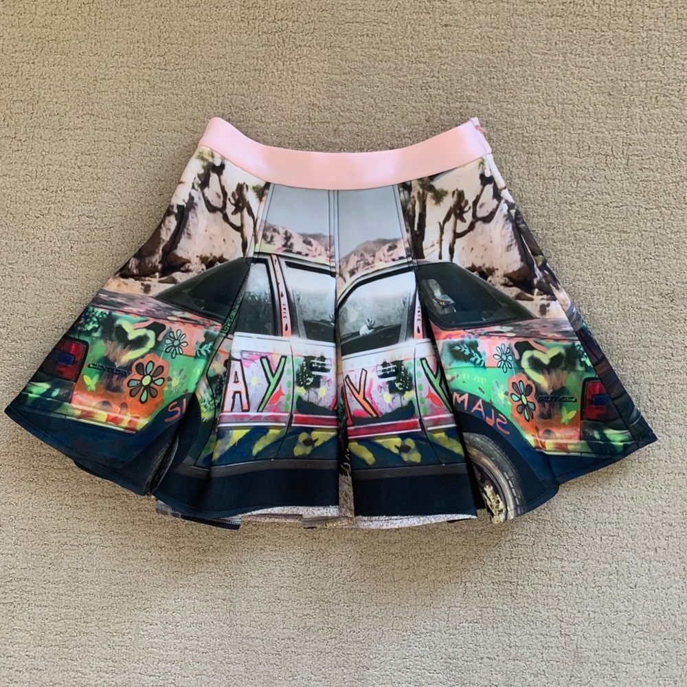 60s themed scuba fabric pleated skirt